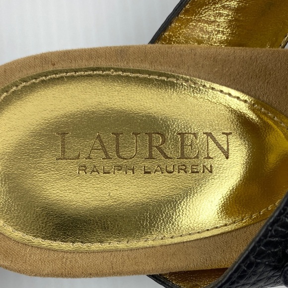 Lauren Ralph Lauren Krystal Thong Sandals Black and Tan Size 7.5B - Picture 7 of 9